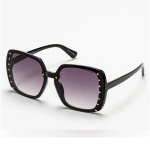Black Retro  Oversized Studded Sunglasses